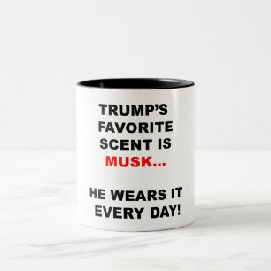 De favoriete geur van Trump is Musk Tweekleurige Koffiemok