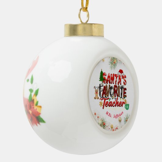 De favoriete leraar van de kerstman Gepersonalisee Keramische Bal Ornament (Links)