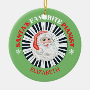 De favoriete pianist van de Kerstman Cirkel Piano Keramisch Ornament