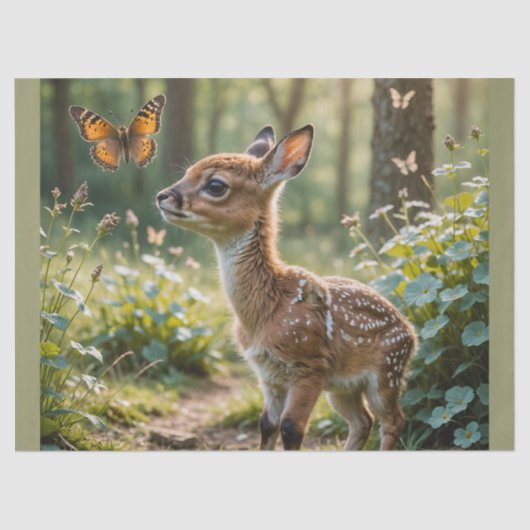 De fawn en de vlinder tissuepapier (Voorkant)