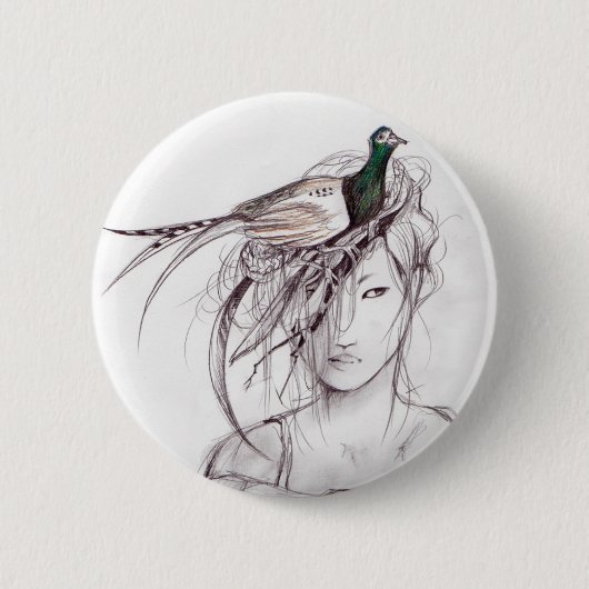 De fazant ronde button 5,7 cm (Voorkant)