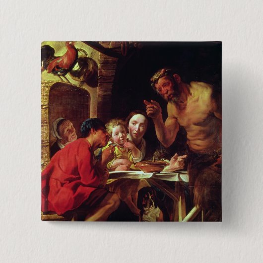 De fazanten en de satyr vierkante button 5,1 cm (Voorkant)