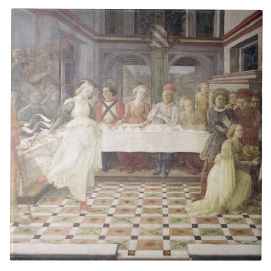 De feast van Herod (fresco) (zie ook 60432) Tegeltje (Voorkant)