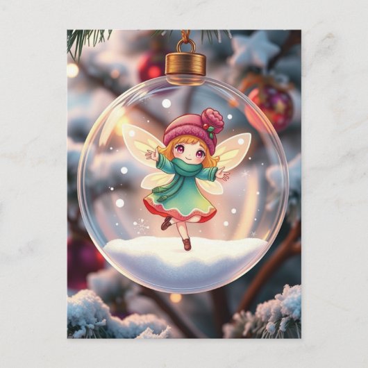 De fee in de kerstboom feestdagenkaart (Voorkant)