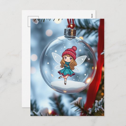 De fee in de kerstboom feestdagenkaart (Voorkant / Achterkant)