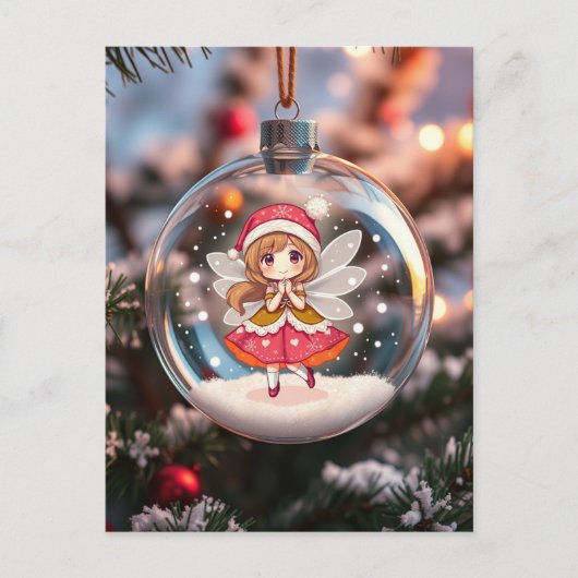 De fee in de kerstboom feestdagenkaart (Voorkant)