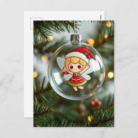 De fee in de kerstboom feestdagenkaart (Voorkant / Achterkant)