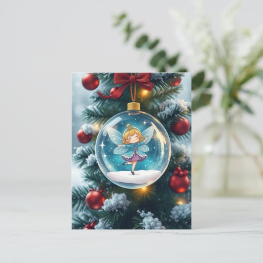 De fee in de kerstboom feestdagenkaart (Staand voorkant)