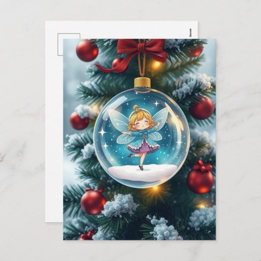 De fee in de kerstboom feestdagenkaart (Voorkant / Achterkant)