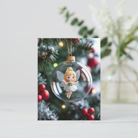 De fee in de kerstboom feestdagenkaart (Staand voorkant)