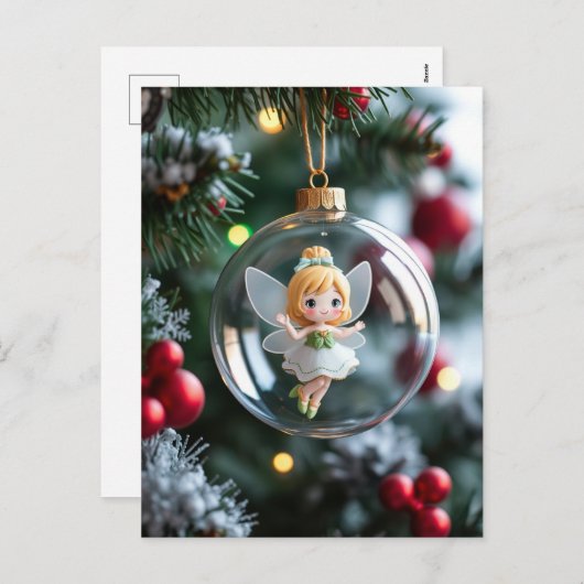 De fee in de kerstboom feestdagenkaart (Voorkant / Achterkant)