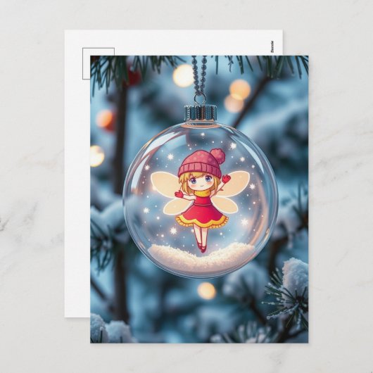 De fee in de kerstboom feestdagenkaart (Voorkant / Achterkant)