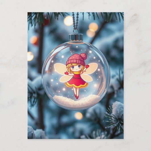 De fee in de kerstboom feestdagenkaart (Voorkant)