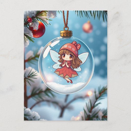 De fee in de kerstboom feestdagenkaart (Voorkant)