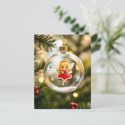 De fee in de kerstboom feestdagenkaart (Staand voorkant)