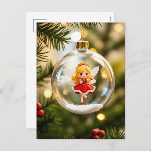 De fee in de kerstboom feestdagenkaart (Voorkant / Achterkant)