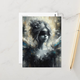 De fee in een blinddoek briefkaart