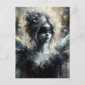 De fee in een blinddoek briefkaart (Voorkant)