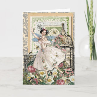 De Fee van de bij - de Vintage Lege Nota van de Kaart