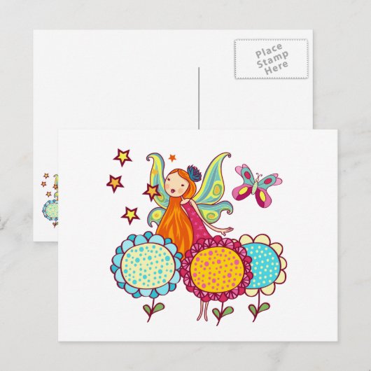 De Fee van de tuin met Bloemen Briefkaart (Voorkant / Achterkant)