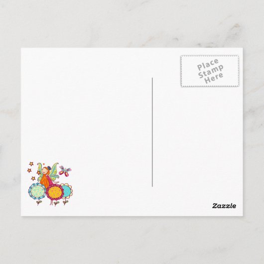 De Fee van de tuin met Bloemen Briefkaart (Achterkant)