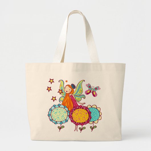 De Fee van de tuin met Bloemen Grote Tote Bag (Voorkant)
