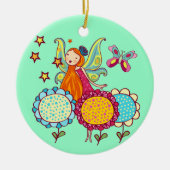 De Fee van de tuin met Bloemen Keramisch Ornament (Voorkant)