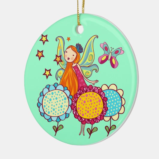 De Fee van de tuin met Bloemen Keramisch Ornament (Links)