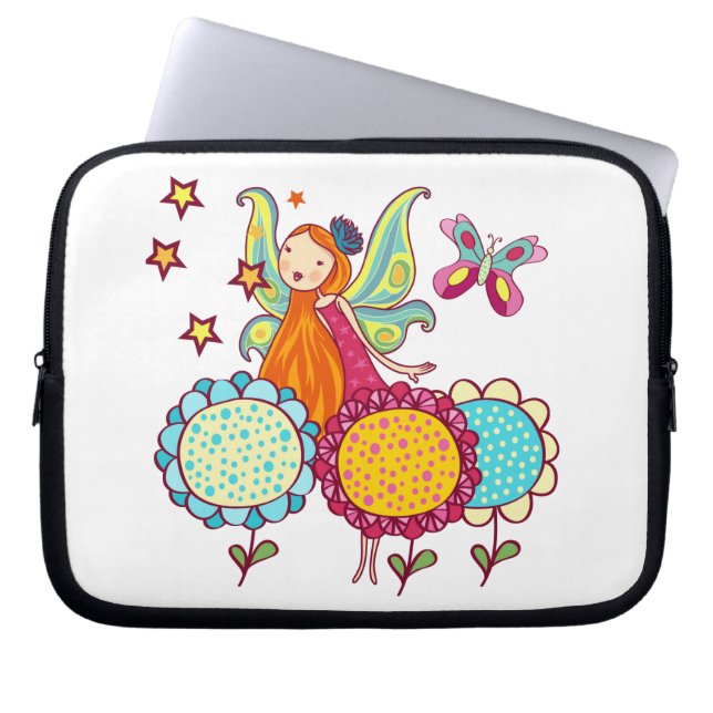 De Fee van de tuin met Bloemen Laptop Sleeve (Voorkant)
