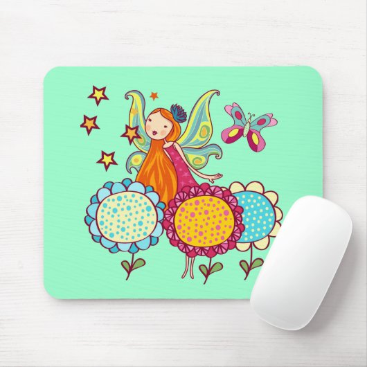 De Fee van de tuin met Bloemen Muismat (Met muis)