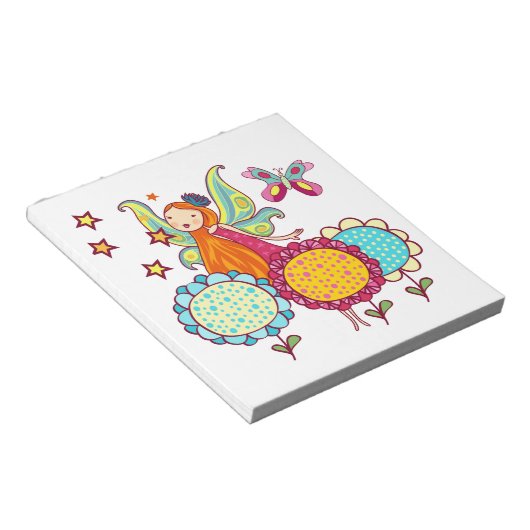 De Fee van de tuin met Bloemen Notitieblok (Schuin)