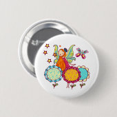 De Fee van de tuin met Bloemen Ronde Button 5,7 Cm (Voorkant /achterkant)