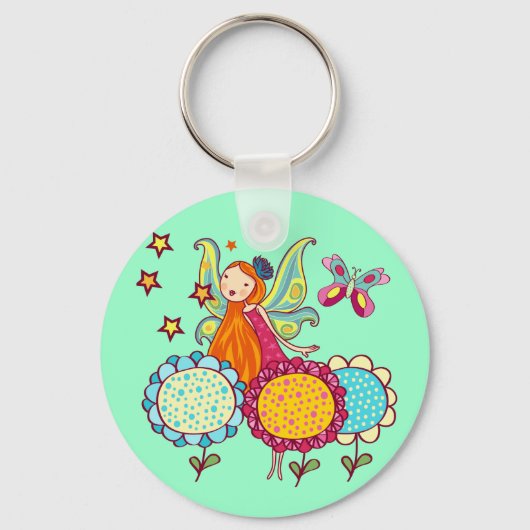 De Fee van de tuin met Bloemen Sleutelhanger (Voorkant)
