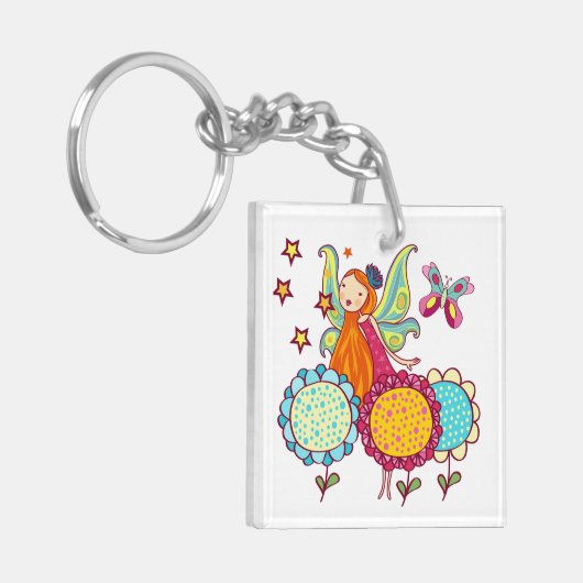 De Fee van de tuin met Bloemen Sleutelhanger (Voorkant Links)