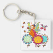 De Fee van de tuin met Bloemen Sleutelhanger (Voorkant)