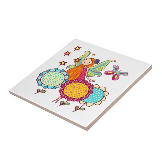 De Fee van de tuin met Bloemen Tegeltje (Zijkant)