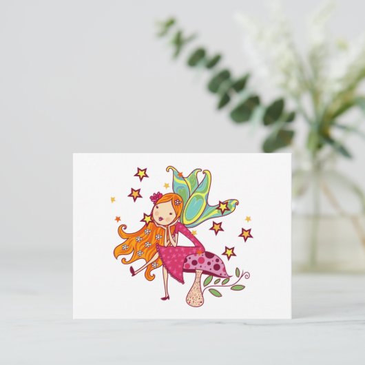 De Fee van de tuin op Paddestoel Briefkaart (Staand voorkant)