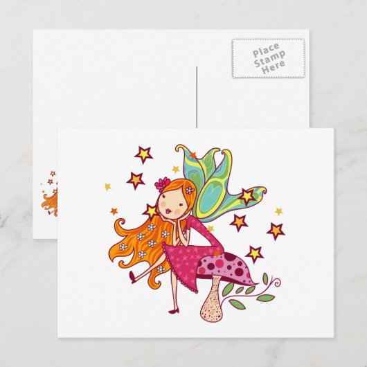 De Fee van de tuin op Paddestoel Briefkaart (Voorkant / Achterkant)