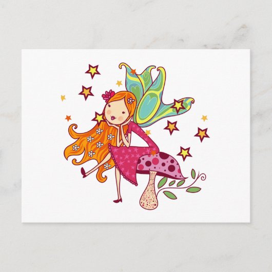 De Fee van de tuin op Paddestoel Briefkaart (Voorkant)