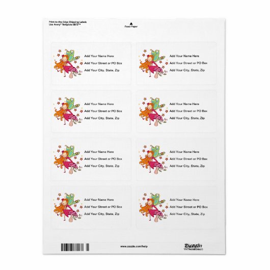 De Fee van de tuin op Paddestoel Etiket (Full Sheet)