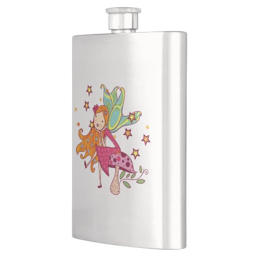 De Fee van de tuin op Paddestoel Heupfles (Links)