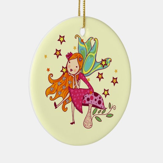 De Fee van de tuin op Paddestoel Keramisch Ornament (Rechts)