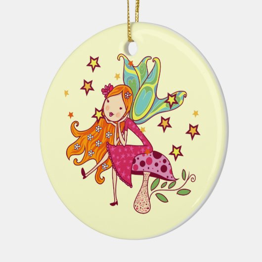 De Fee van de tuin op Paddestoel Keramisch Ornament (Links)