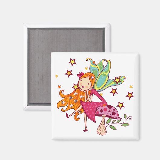 De Fee van de tuin op Paddestoel Magneet (Voorkant / Achterkant)