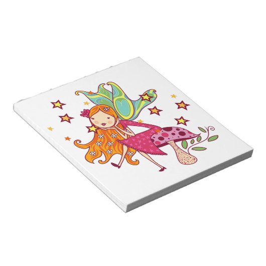 De Fee van de tuin op Paddestoel Notitieblok (Schuin)