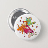 De Fee van de tuin op Paddestoel Ronde Button 5,7 Cm (Voorkant /achterkant)