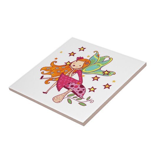 De Fee van de tuin op Paddestoel Tegeltje (Zijkant)