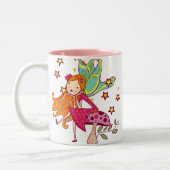 De Fee van de tuin op Paddestoel Tweekleurige Koffiemok (Links)