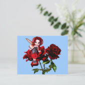 De Fee van het lieveheersbeestje op Rode Rozen Briefkaart (Staand voorkant)