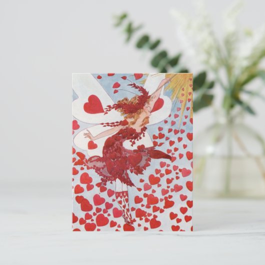 De fee van Retro Valentijn - Romantische gelezen Feestdagenkaart (Staand voorkant)